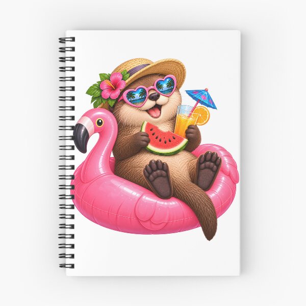 Item preview, Summer Vacation Otter on Flamingo Float designed and sold by TinyWeird.