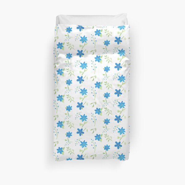 Vibrant Blue Flowers Duvet Cover