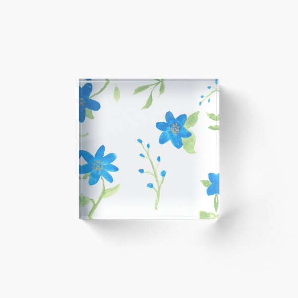 Vibrant Blue Flowers Acrylic Block