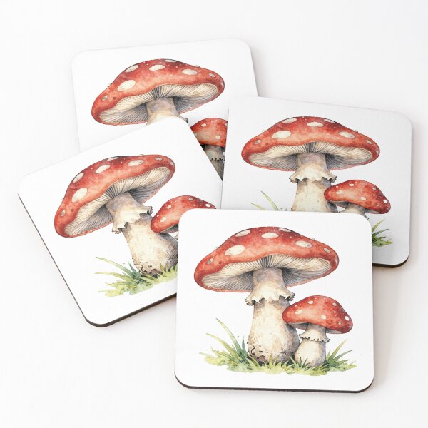 Item preview, Red magical mushrooms watercolor designed and sold by WildArtIT.