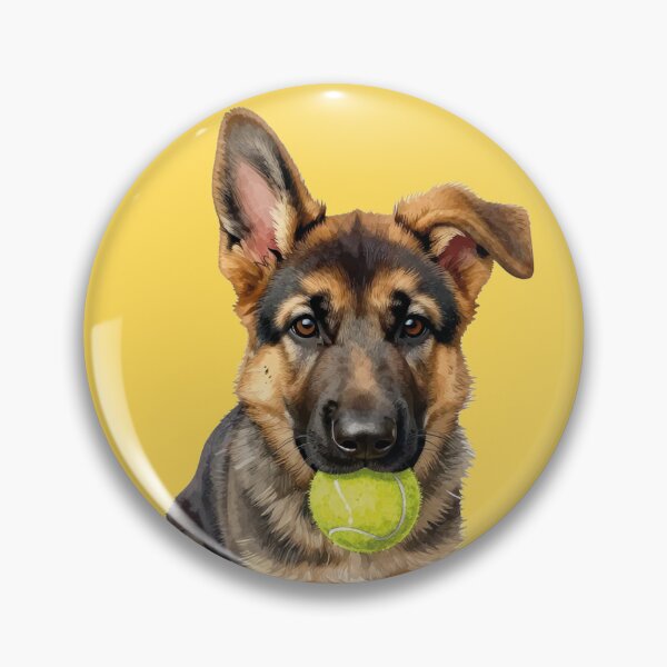 Item preview, German shepherd puppy with tennis ball designed and sold by WildArtIT.