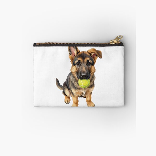 Item preview, German shepherd puppy with tennis ball designed and sold by WildArtIT.