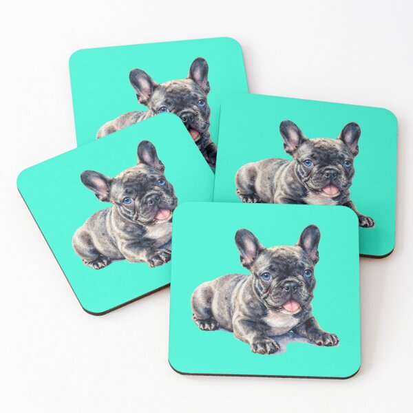 Item preview, Blue French Bulldog puppy watercolor designed and sold by WildArtIT.