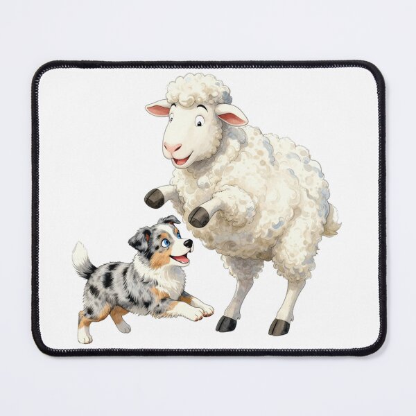 Item preview, Australian Shepherd and Sheep at Play designed and sold by WildArtIT.