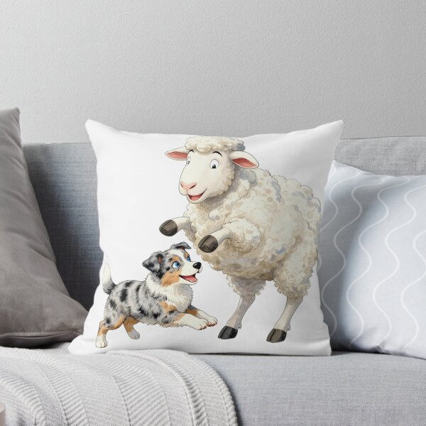 Item preview, Australian Shepherd and Sheep at Play designed and sold by WildArtIT.