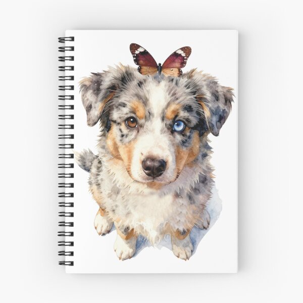 Item preview, Watercolor australian shepherd and butterfly designed and sold by WildArtIT.