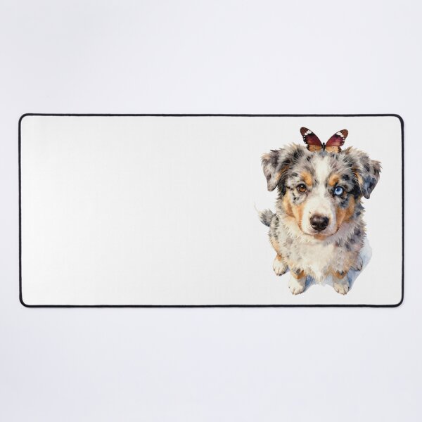 Item preview, Watercolor australian shepherd and butterfly designed and sold by WildArtIT.