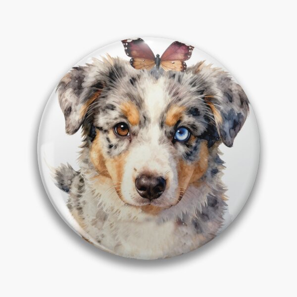 Item preview, Watercolor australian shepherd and butterfly designed and sold by WildArtIT.