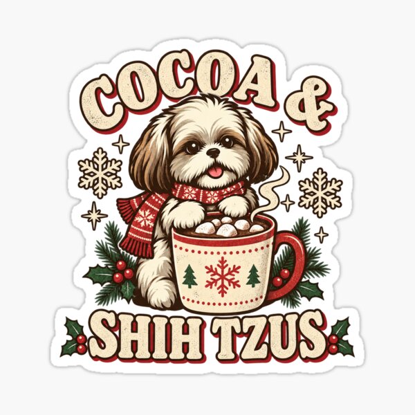 Item preview, Cocoa & Shih Tzus Vintage Christmas designed and sold by SubtleSplit.