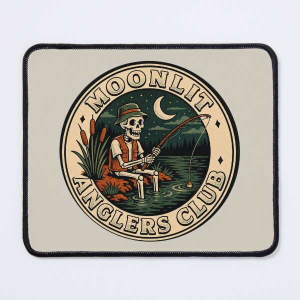 Item preview, Moonlit Anglers Club – Vintage Skeleton Fishing designed and sold by RadekArt.