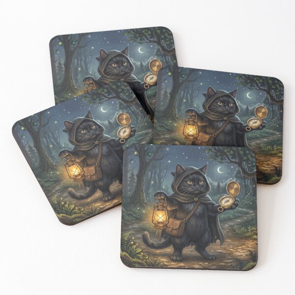 Item preview, Dark Academia Black Cat Warden with Lantern and Compass designed and sold by Englandbear.