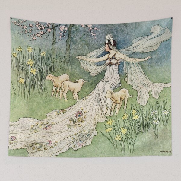 Item preview, Fairy Tale Wall Art, Fairy with Sheep Vintage Storybook Illustration, Frances Comstock designed and sold by RickE.