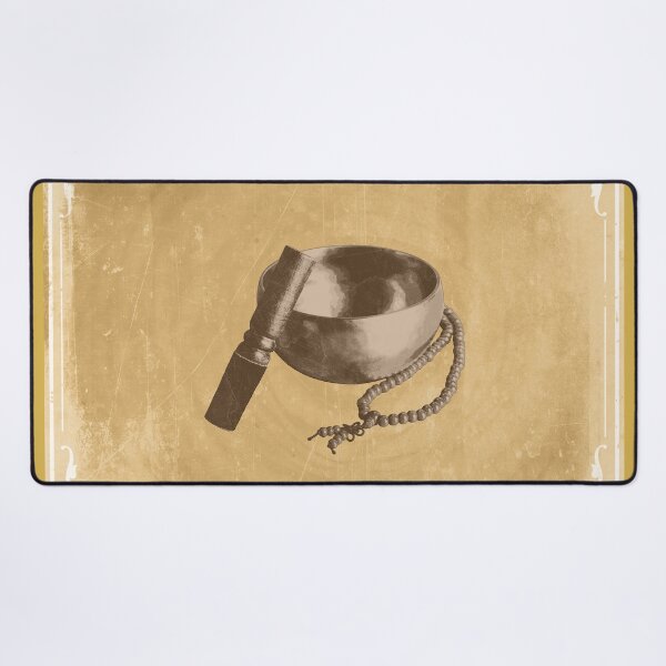 Item preview, Brown Tibetan Singing Bowl with Mallet and Mala Beads designed and sold by Ghoul Enterprises.