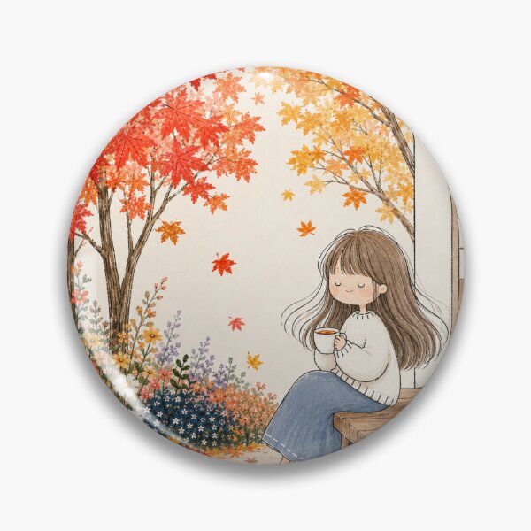 Item preview, Autumn Cozy Girl with Tea Cute Fall Cottagecore Illustration designed and sold by Quite mind .