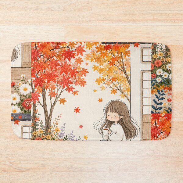 Item preview, Autumn Cozy Girl with Tea Cute Fall Cottagecore Illustration designed and sold by Quite mind .