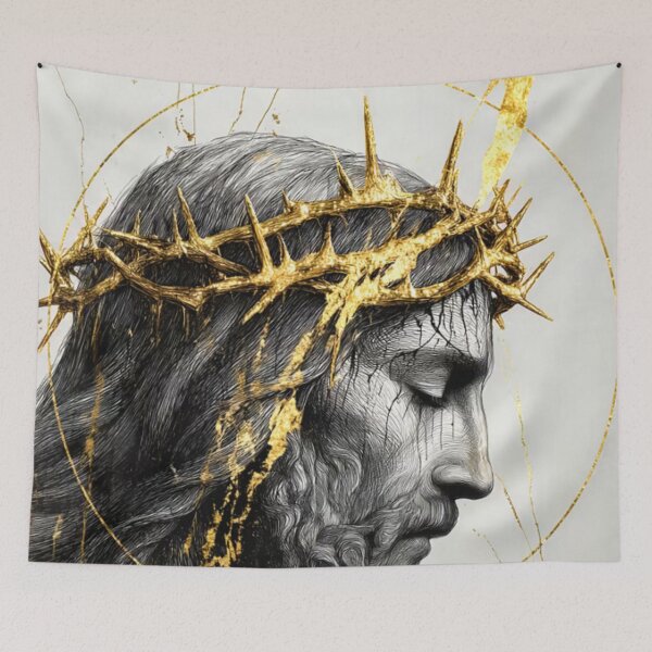 Item preview, Jesus Christ Modern Design Art Print Poster Wall Tee Vest Cushion Pillow Scarf Throw designed and sold by Cool Robot Bro..