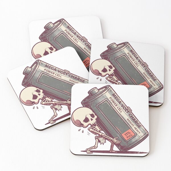 Item preview, Skeleton Sweating Carrying Giant Battery 11 Percent Full Power Cell Retro Graphic designed and sold by MisteryDesigner.