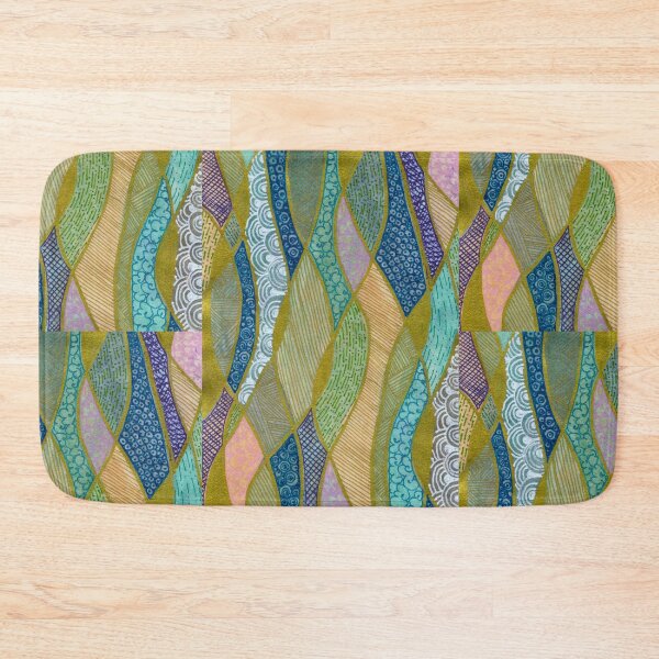 Item preview, Gold-Toned Teal and Purple Abstract Leaf Pattern designed and sold by ArithraStudio.