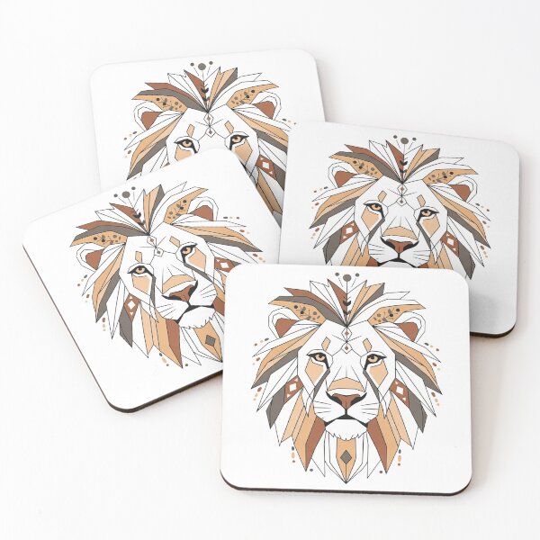Item preview, Geometric boho lion - white and brown designed and sold by WildArtIT.