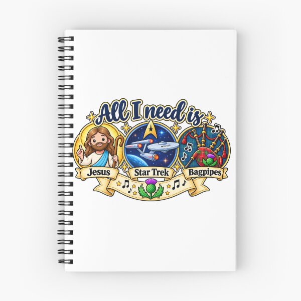 Item preview, All I need is Jesus, STrek, and bagpipes designed and sold by LizHumorComics.