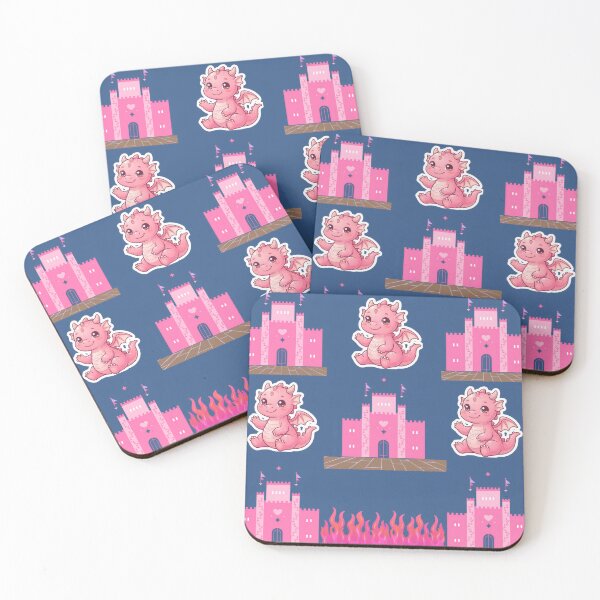 Item preview, Cute Kawaii Pink Dragon And Castle Pattern designed and sold by Azurart2.