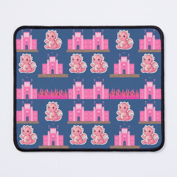 Item preview, Cute Kawaii Pink Dragon And Castle Pattern designed and sold by Azurart2.