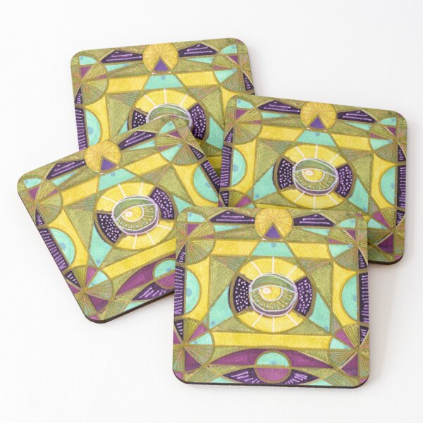 Item preview, Teal, Purple and Gold-Toned Geometric Abstract designed and sold by ArithraStudio.