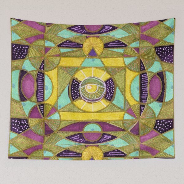 Item preview, Teal, Purple and Gold-Toned Geometric Abstract designed and sold by ArithraStudio.