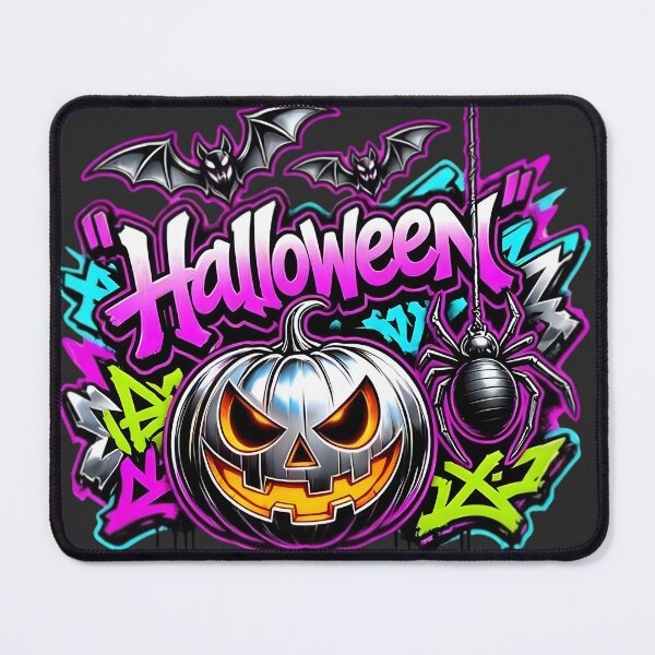 Item preview, Silver Chrome Pumpkin Halloween Graffiti Neon Streetwear designed and sold by CloudyCatArt.
