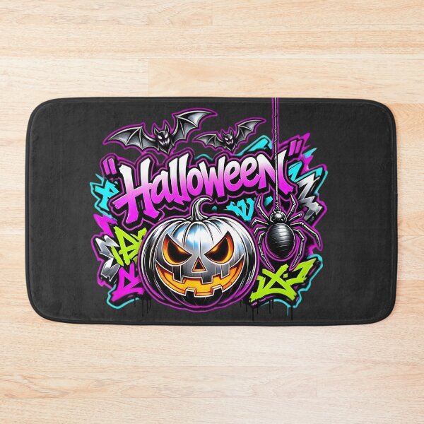 Item preview, Silver Chrome Pumpkin Halloween Graffiti Neon Streetwear designed and sold by CloudyCatArt.