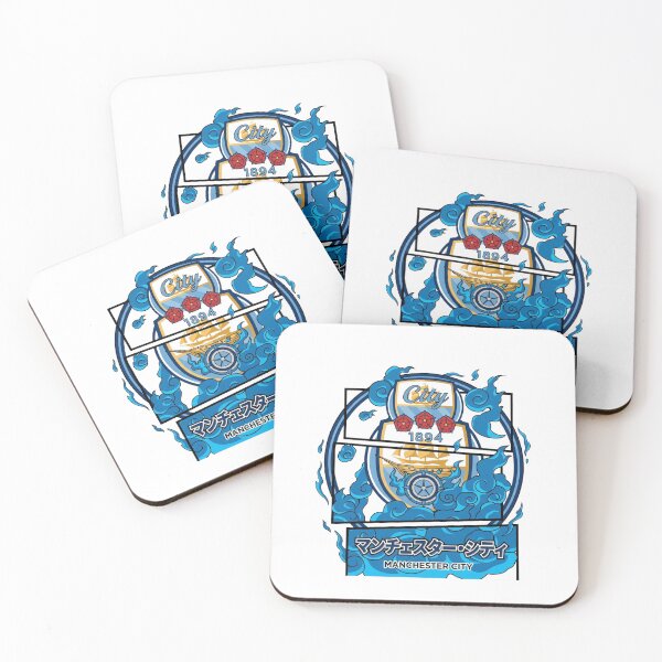 Item preview, Manchester City FC Anime Crest, 1894 Founding Year, Blue Flames, Japanese Katakana designed and sold by annaarthk.