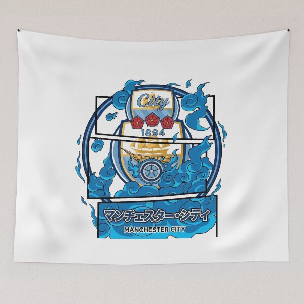 Item preview, Manchester City FC Anime Crest, 1894 Founding Year, Blue Flames, Japanese Katakana designed and sold by annaarthk.