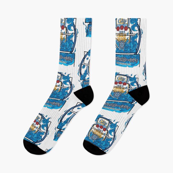 Item preview, Manchester City FC Anime Crest, 1894 Founding Year, Blue Flames, Japanese Katakana designed and sold by annaarthk.
