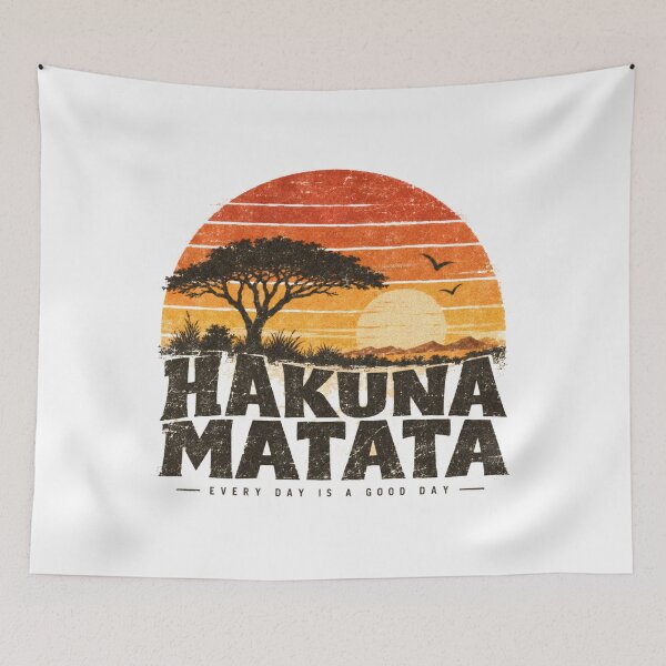 Aperçu de l'œuvre Hakuna Matata Safari Vintage Coucher de Soleil créée et vendue par pick-o-print.