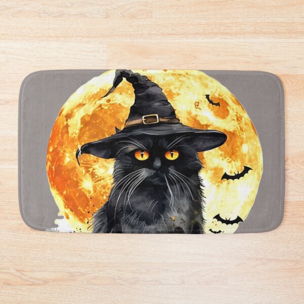 Item preview, black cat hat with moon br colorful halloween cat themed design designed and sold by SmashingDeals.
