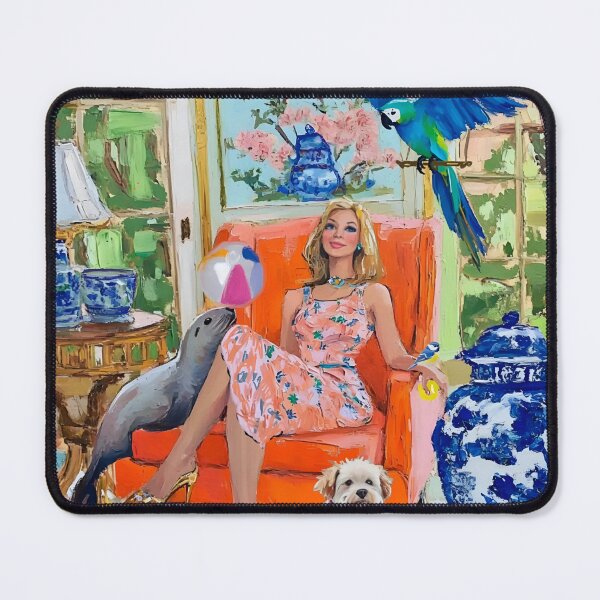 Item preview, Gossipers on orange chair, woman and animals  designed and sold by SophieClimaArt.