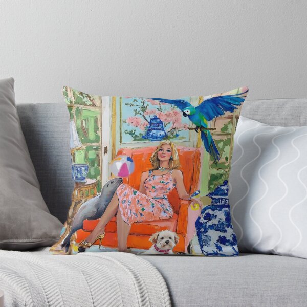 Item preview, Gossipers on orange chair, woman and animals  designed and sold by SophieClimaArt.