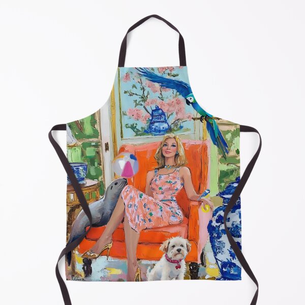 Item preview, Gossipers on orange chair, woman and animals designed and sold by SophieClimaArt.