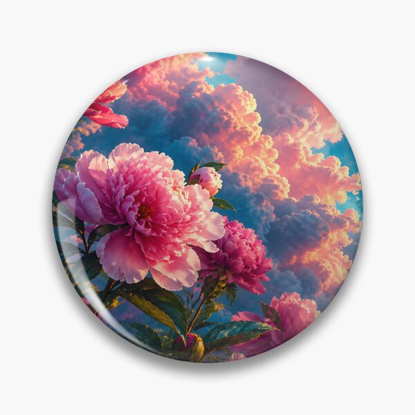 Item preview, Dreamy Pink Peonies Under a Dramatic Sunset Sky – Romantic Floral Fantasy Art designed and sold by IRON SIREN.