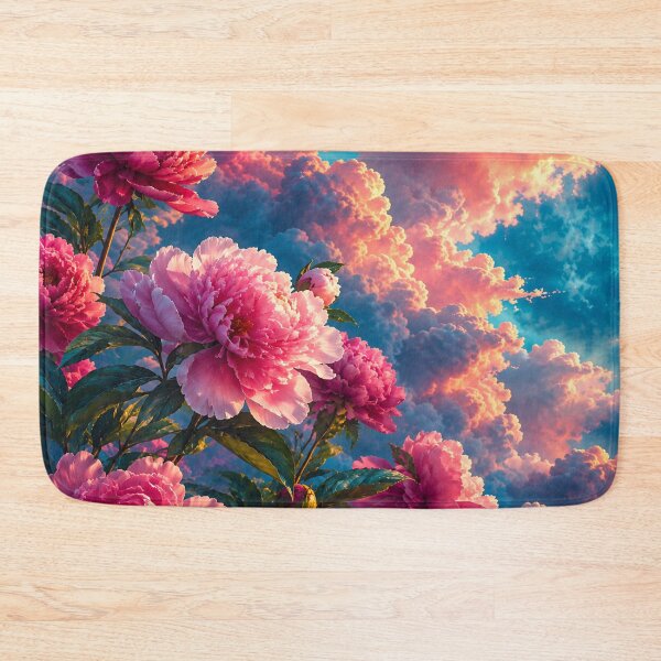 Item preview, Dreamy Pink Peonies Under a Dramatic Sunset Sky – Romantic Floral Fantasy Art designed and sold by IRON SIREN.