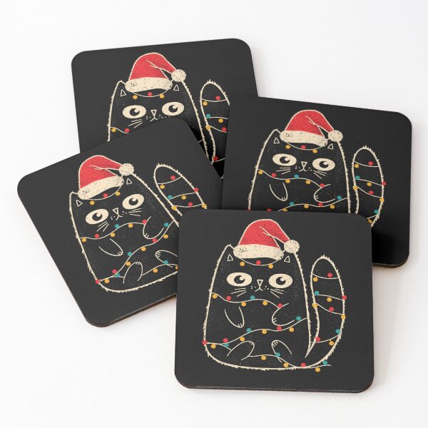 Item preview, Cute Black Cat Santa Christmas Lights Meow Kitty designed and sold by Moizento.
