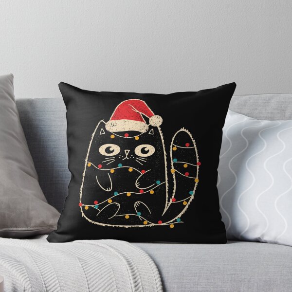 Item preview, Cute Black Cat Santa Christmas Lights Meow Kitty designed and sold by Moizento.
