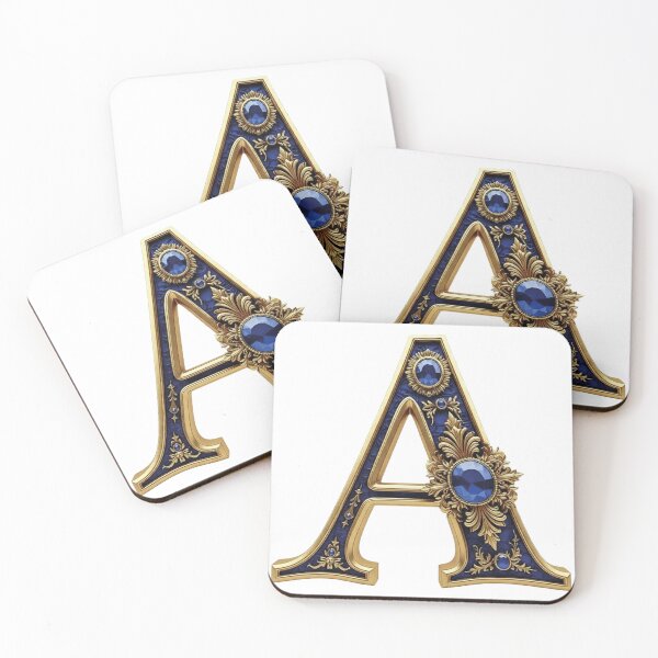 Item preview, Luxury Initial Letter A Royal Blue and Gold Monogram Art designed and sold by WildArtIT.