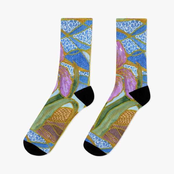Item preview, Purple Orchid with Gold-Toned Botanical Pattern designed and sold by ArithraStudio.