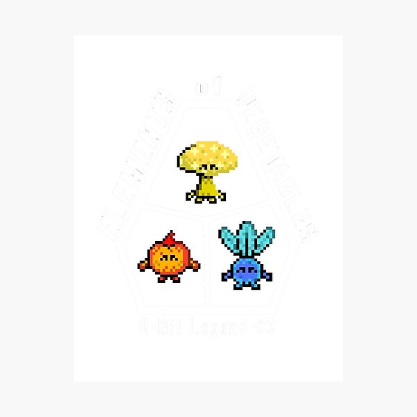 Item preview, Pixelated 8-bit vegetables in a hexagon designed and sold by EduArtDesign.
