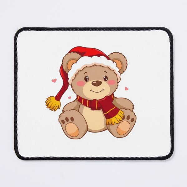 Item preview, Cute Christmas Teddy Bear in Santa Hat and Scarf designed and sold by AnimalMenagerie.