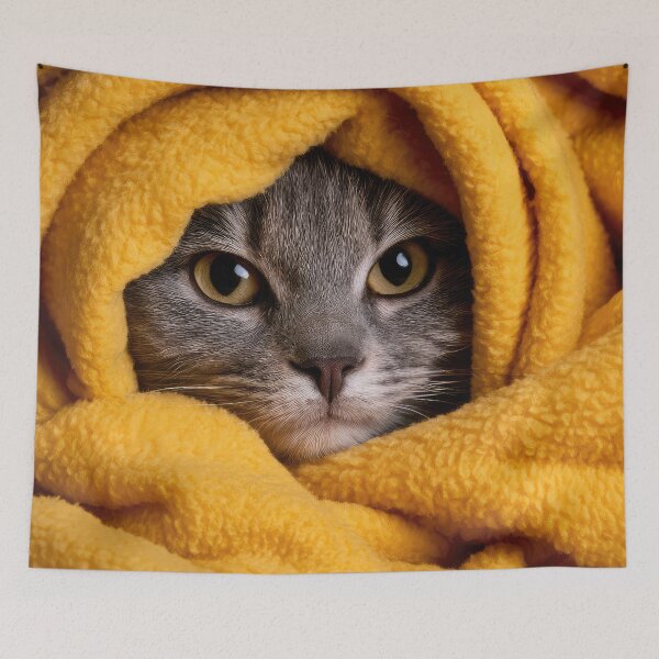 Item preview, Gray Tabby Cat in Blanket 01 designed and sold by Elisabeth Lucas.