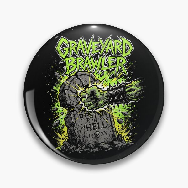 Item preview, Graveyard Brawler Zombie Fist Smashing Tombstone Halloween designed and sold by TeNovaStudio.