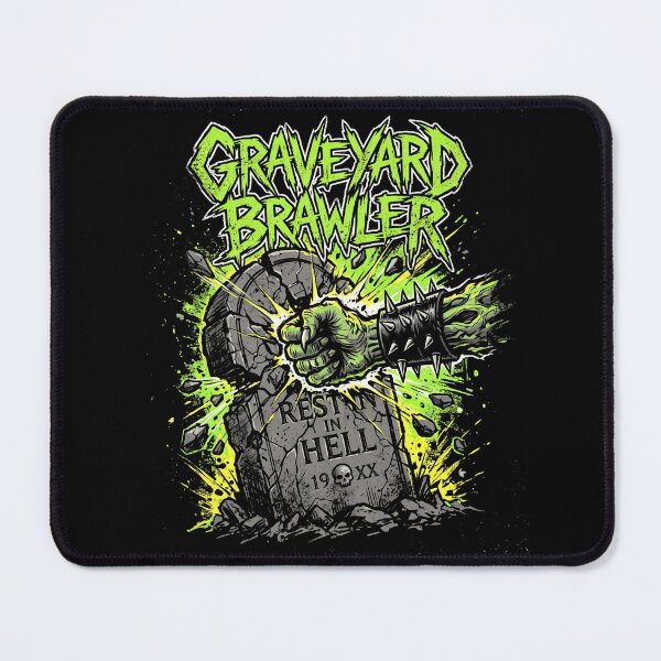 Item preview, Graveyard Brawler Zombie Fist Smashing Tombstone Halloween designed and sold by TeNovaStudio.