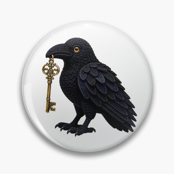 Item preview, Crochet Raven with Antique Key – Gothic Witchy Yarn Art designed and sold by Digital Culture Studio.